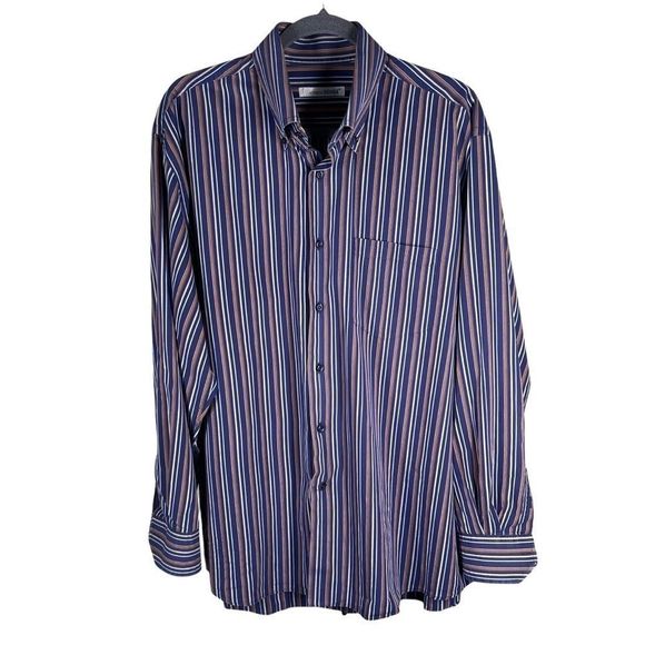 Andrea Bossi Mens Sz EU  46-47 US 3XL Made in Italy Long Sleeve Striped Shirt - Picture 1 of 7